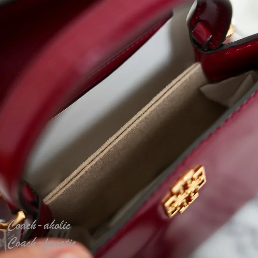 Tory Burch Britten Smooth Leather Mini Satchel Crossbody in Bartlett Red 162831